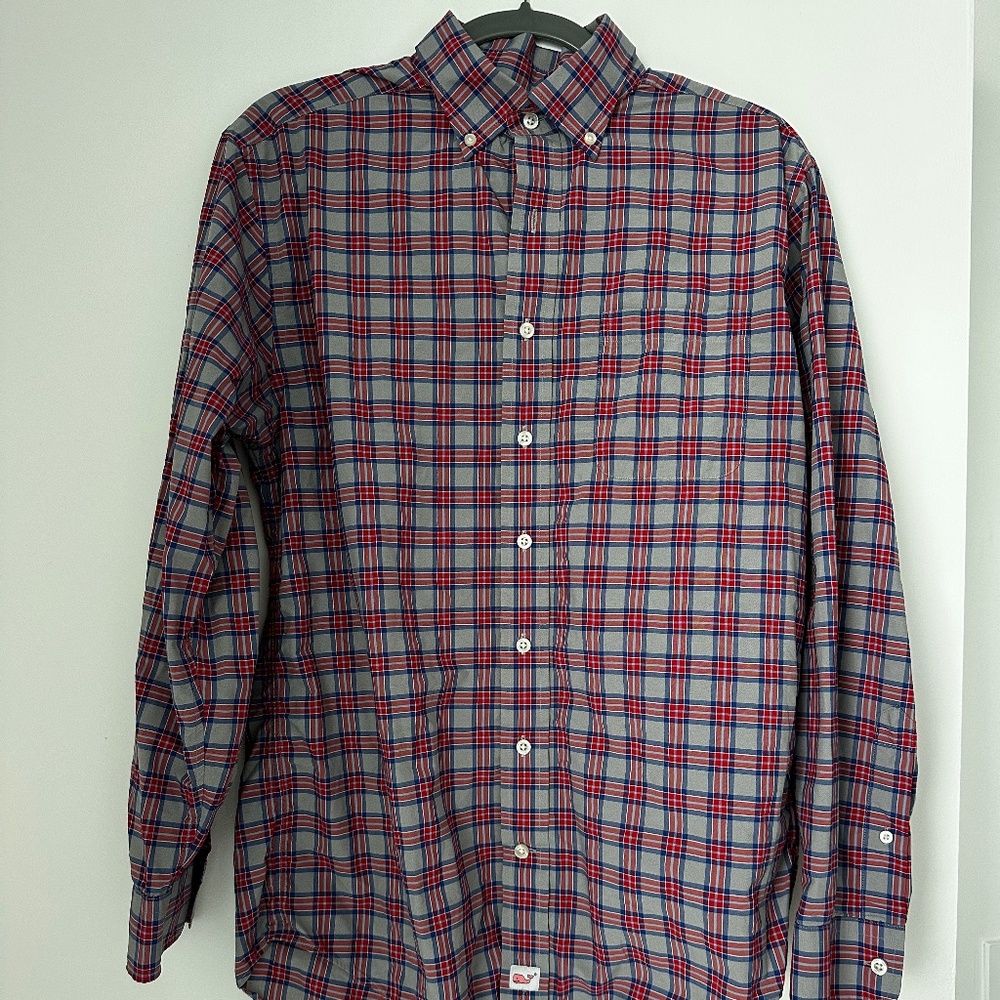 Vineyard Vines Striped Long Sleeve Red/Blue/Grey Medium